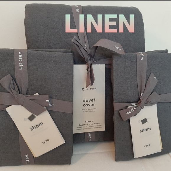 West Elm Bedding West Elm Linen Duvet Cover King 2 Euro Shams Iron Poshmark